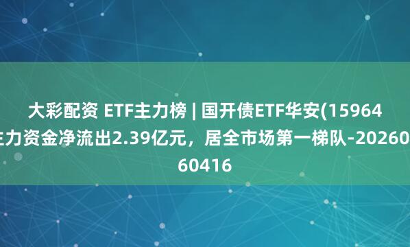 大彩配资 ETF主力榜 | 国开债ETF华安(159649)主力资金净流出2.39亿元，居全市场第一梯队-20260416