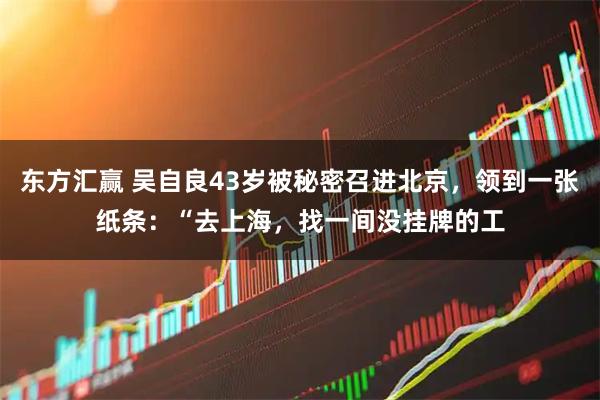 东方汇赢 吴自良43岁被秘密召进北京，领到一张纸条：“去上海，找一间没挂牌的工