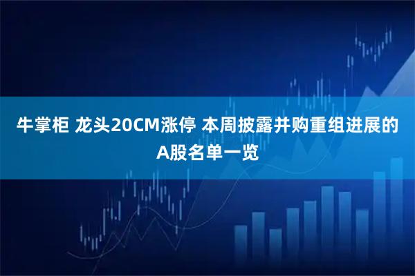 牛掌柜 龙头20CM涨停 本周披露并购重组进展的A股名单一览