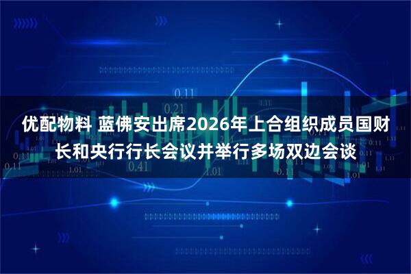 优配物料 蓝佛安出席2026年上合组织成员国财长和央行行长会议并举行多场双边会谈