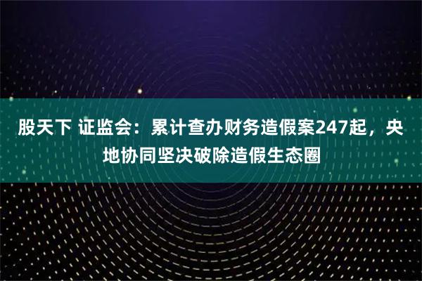 股天下 证监会：累计查办财务造假案247起，央地协同坚决破除造假生态圈